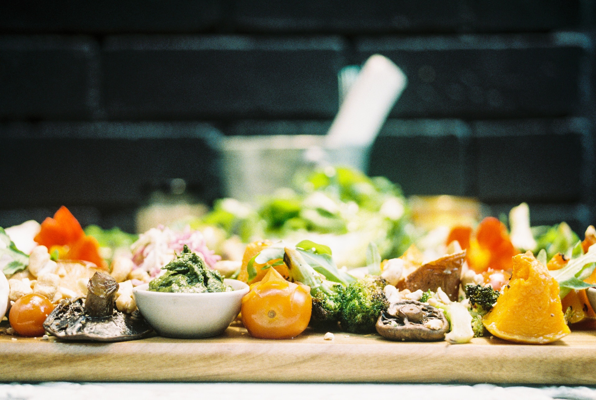Vegetable pieces and offcuts on table