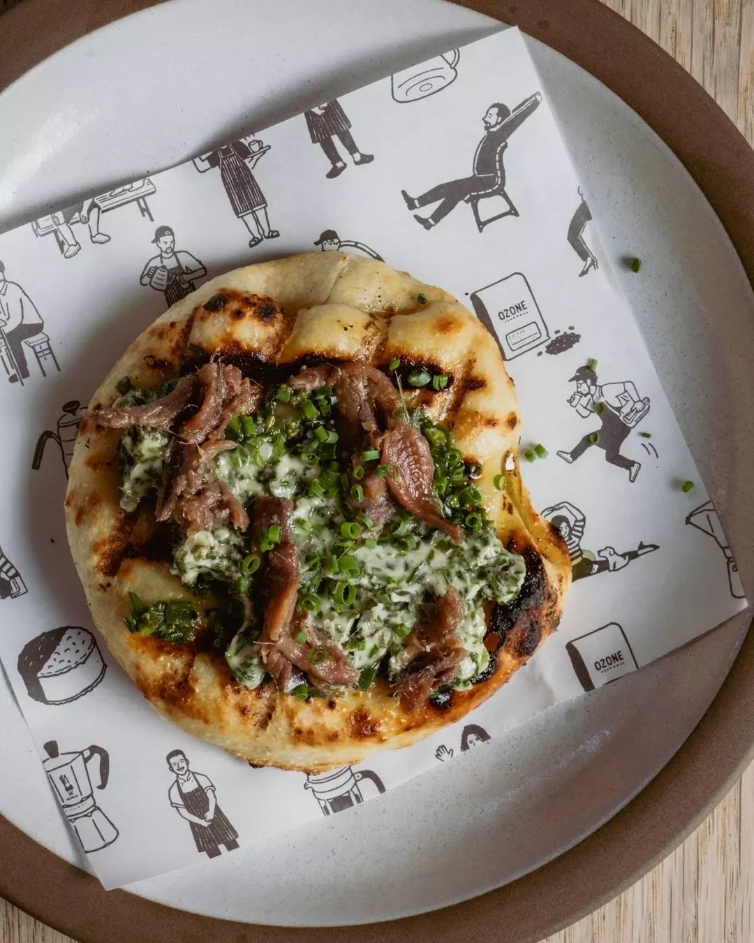 Anchovy flatbread at Ozone Coffee
