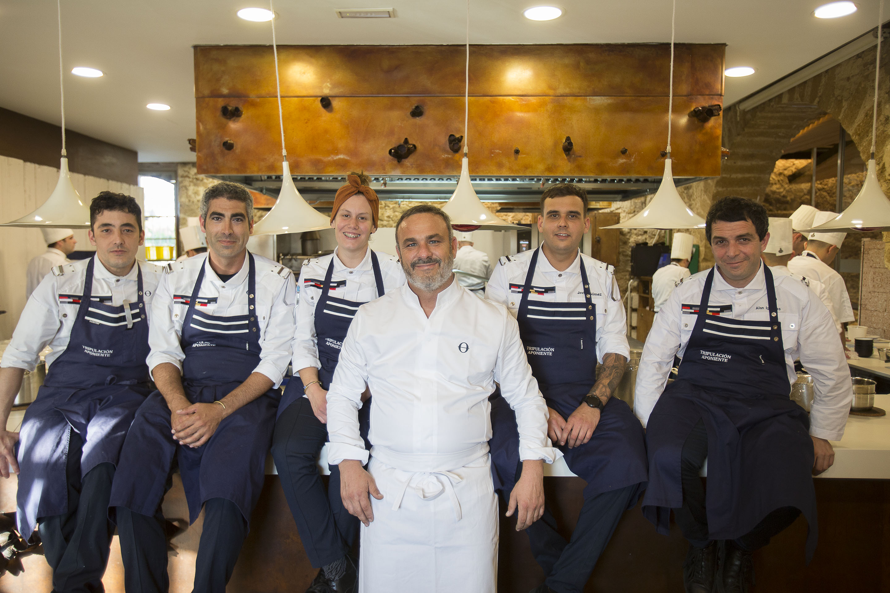 Ángel León and kitchen team at Aponiente