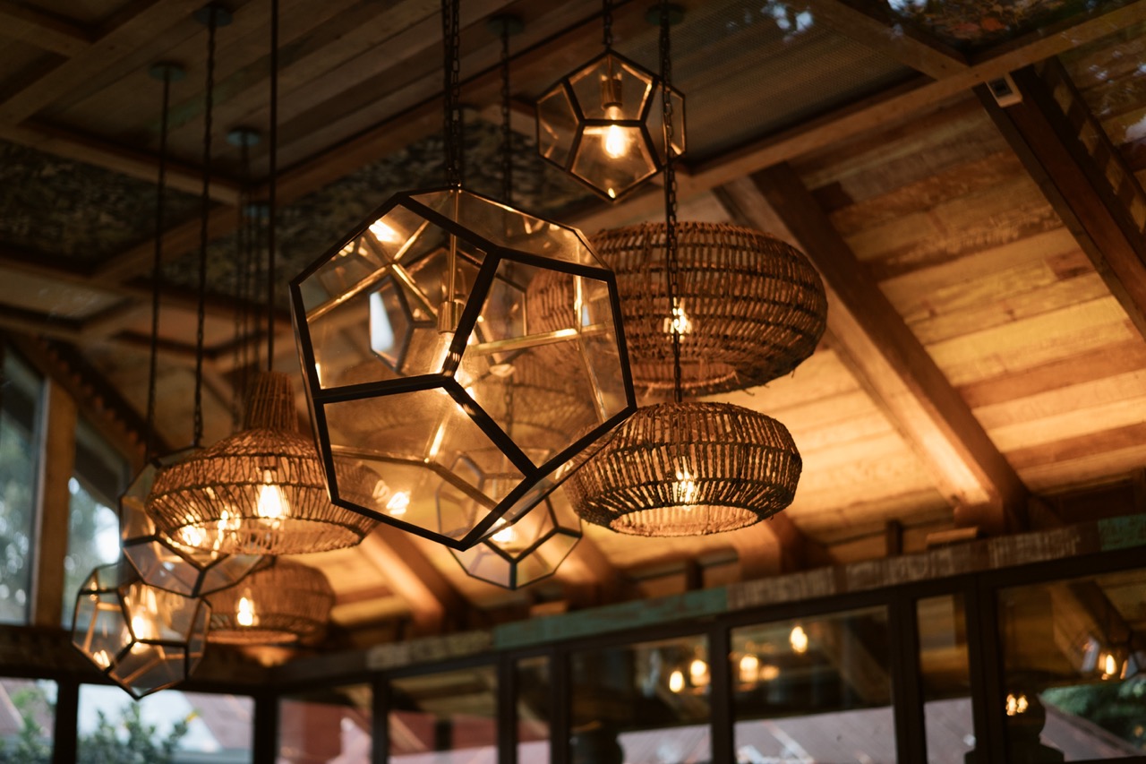 Light fixtures at Ta Khai restaurant, Rosewood Phuket