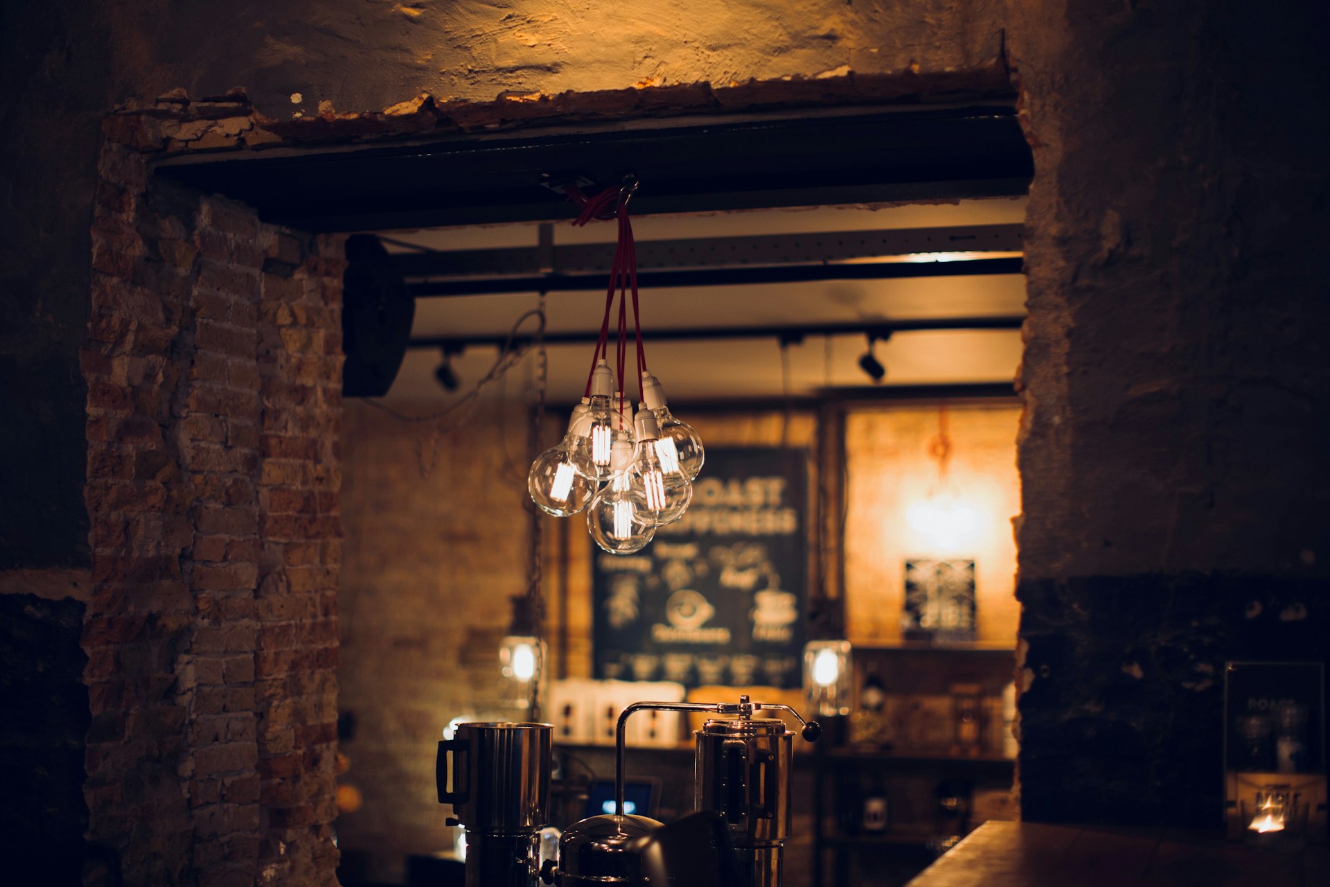 Softly lit restaurant interior