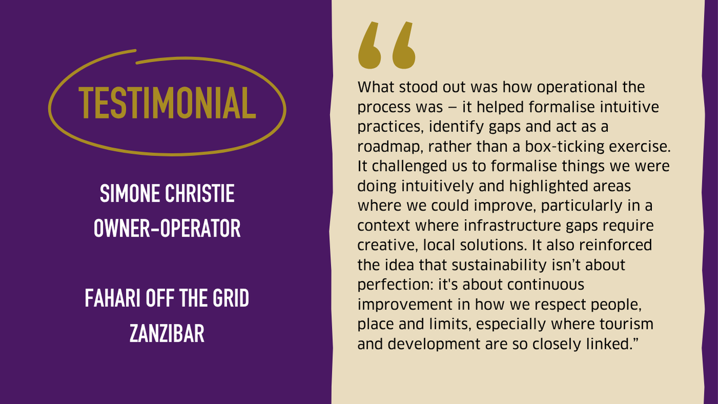 Testimonial graphic from Fahari Off The Grid