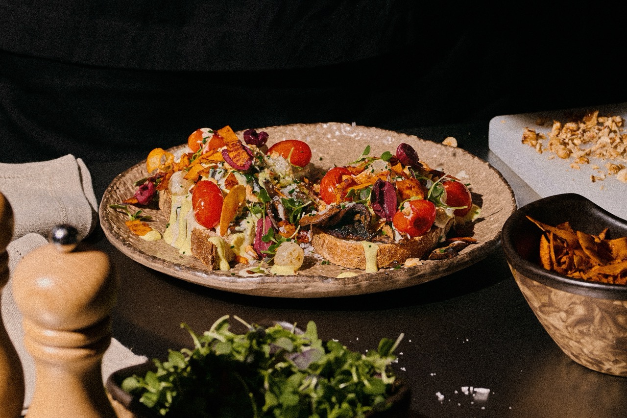 A bowl of beautiful, colourful food at Honest Greens