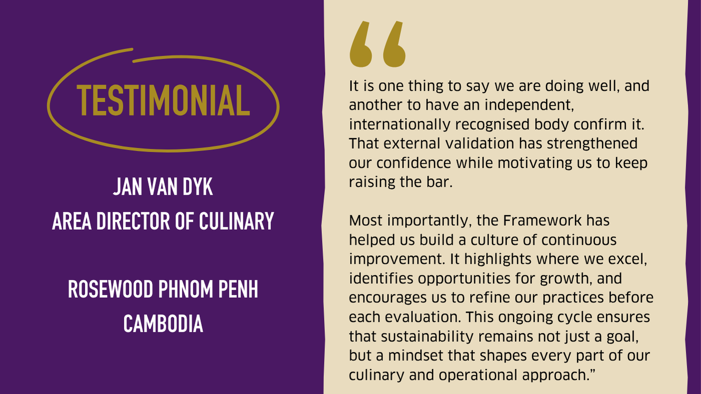 Testimonial graphic from Rosewood Phnom Penh