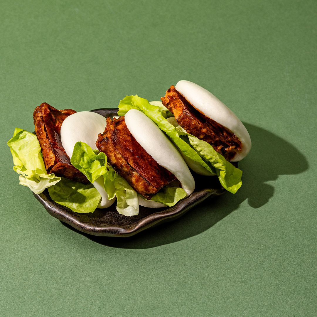 Tofu bao buns on plate