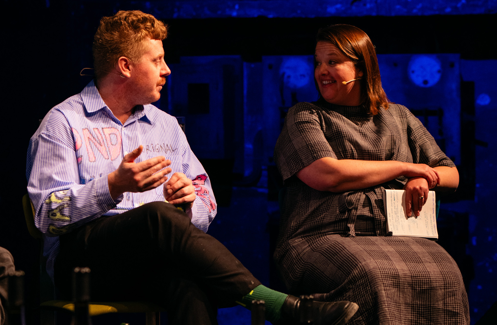 Hampus Thunholm of Röda Huset on stage with Juliane Caillouette Noble at Paradiso Sustainability Summit