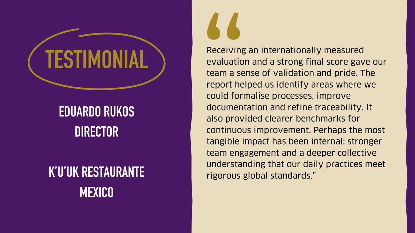 Testimonial graphic from K'U'UK Restaurante