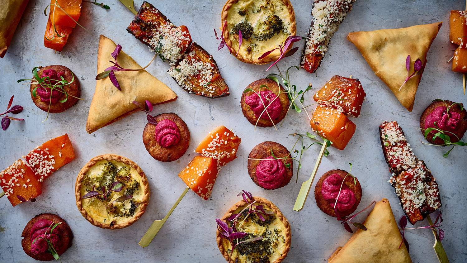 Overhead shot of a selection of Eden Caterers food items