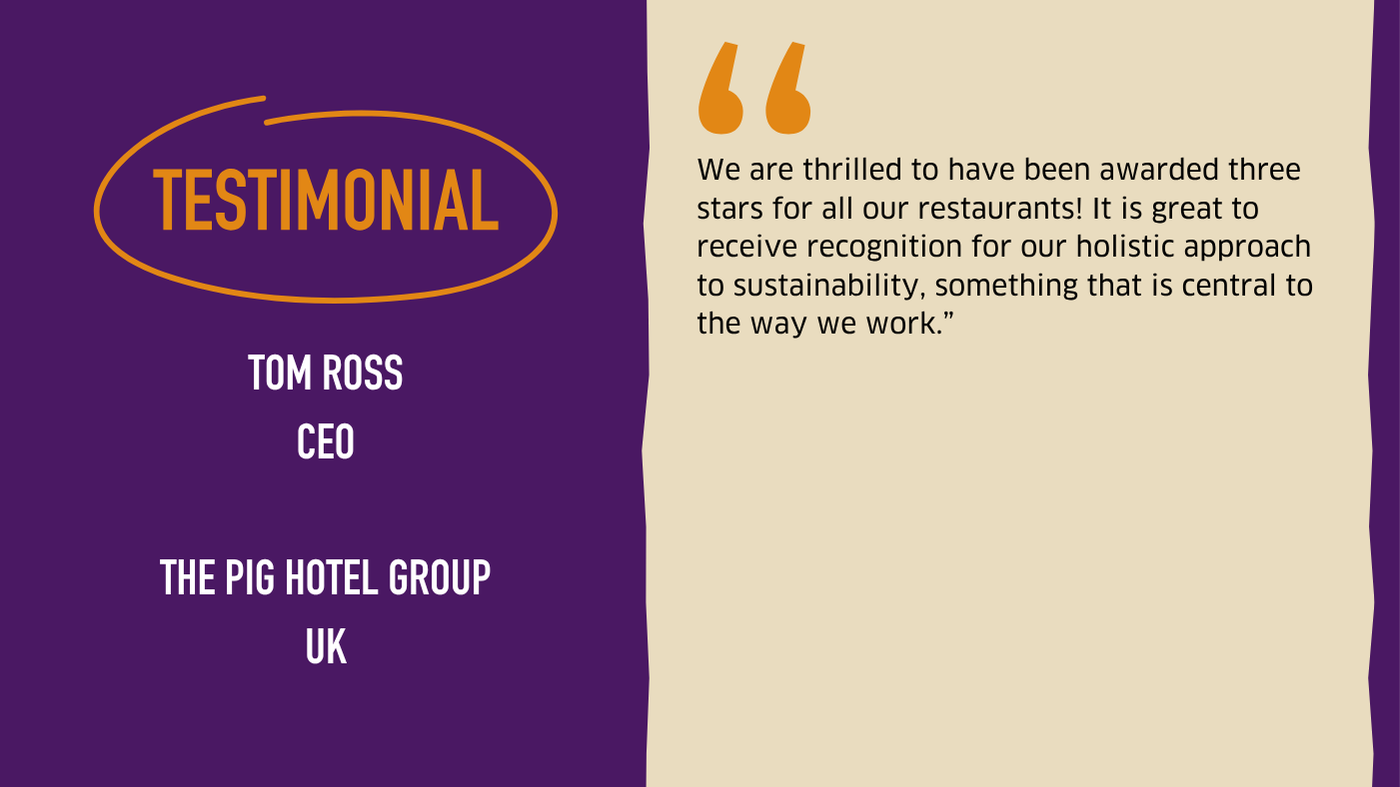 Testimonial graphic from The PIG Hotel Group