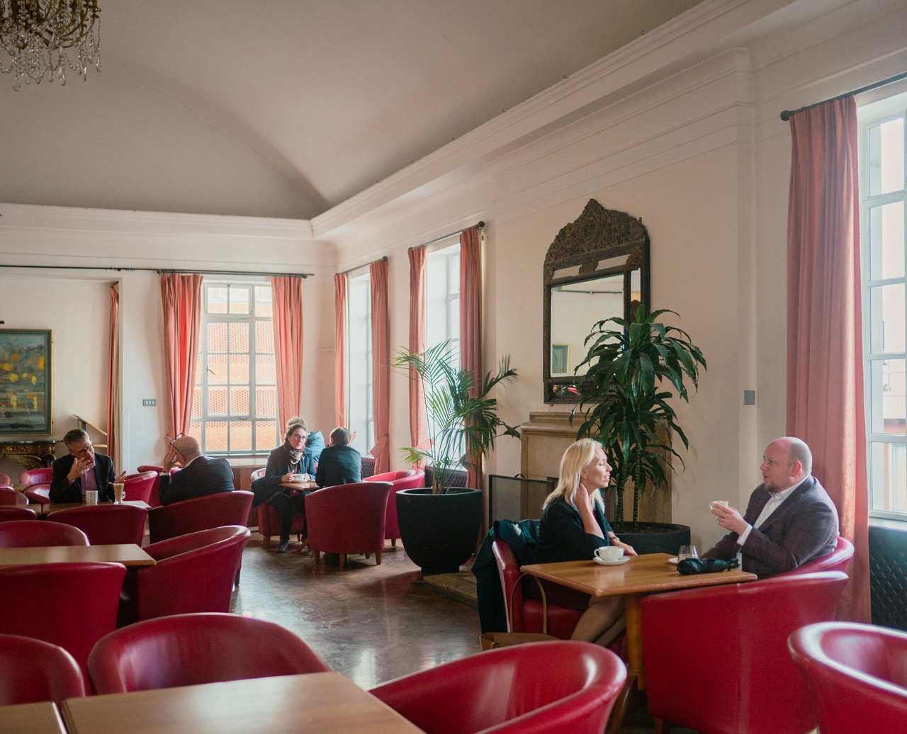 Customers chatting in London School of Economics café