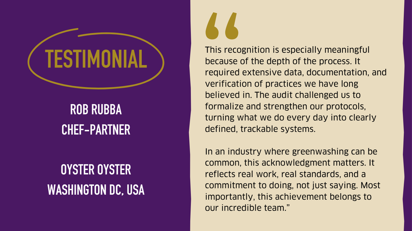 Testimonial graphic from Oyster Oyster, USA