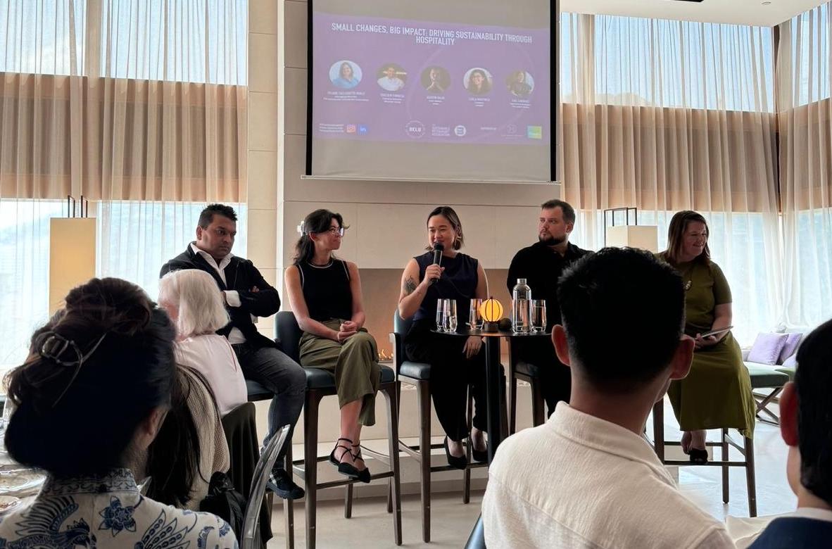 Panel discussion at The Upper House Hong Kong at the launch of 'Small Changes, Big Impact: Driving Sustainability Through Hospitality', a free resource from Belu and The Sustainable Restaurant Association