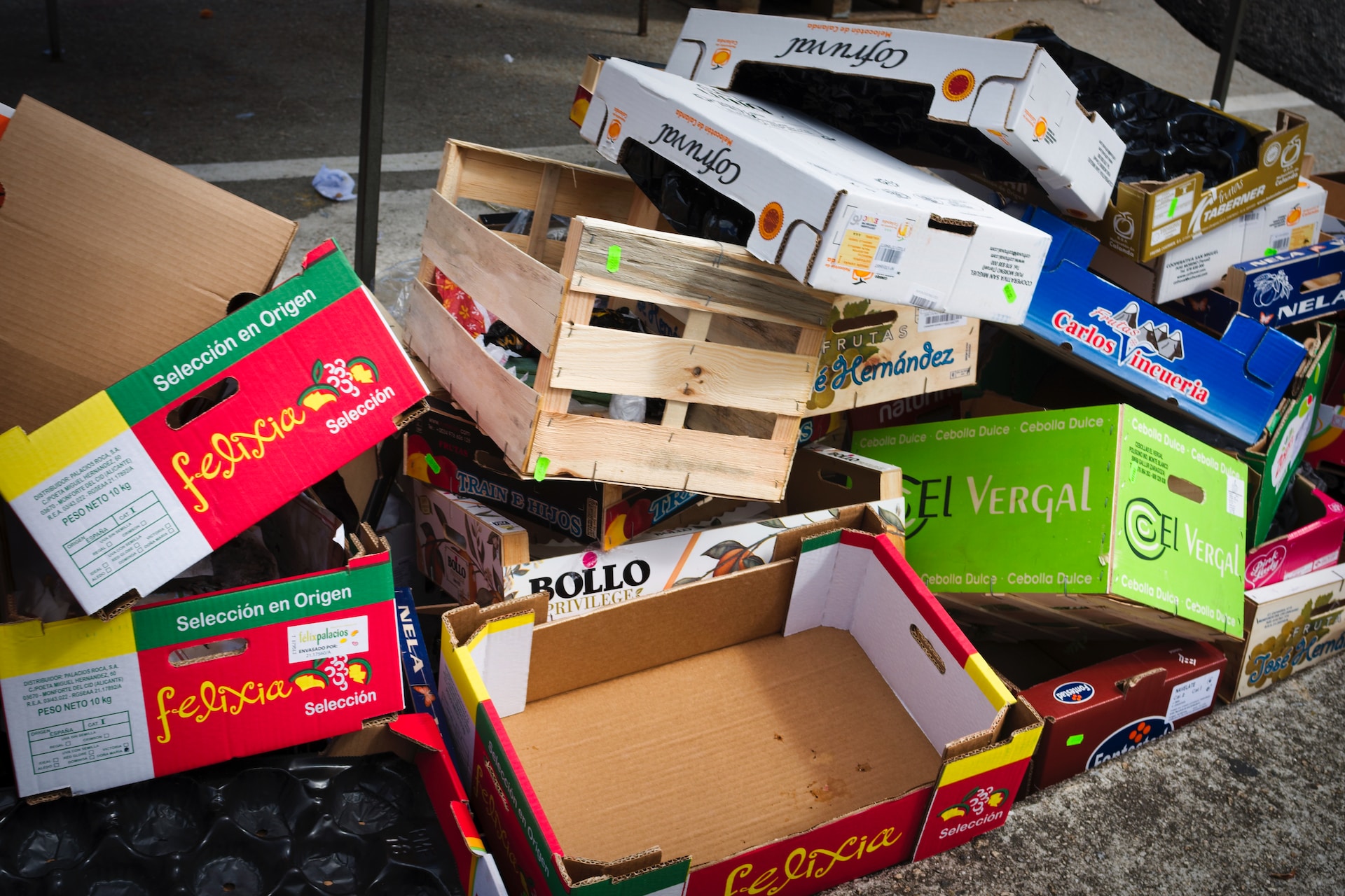 Pile of empty cardboard boxes after delivery