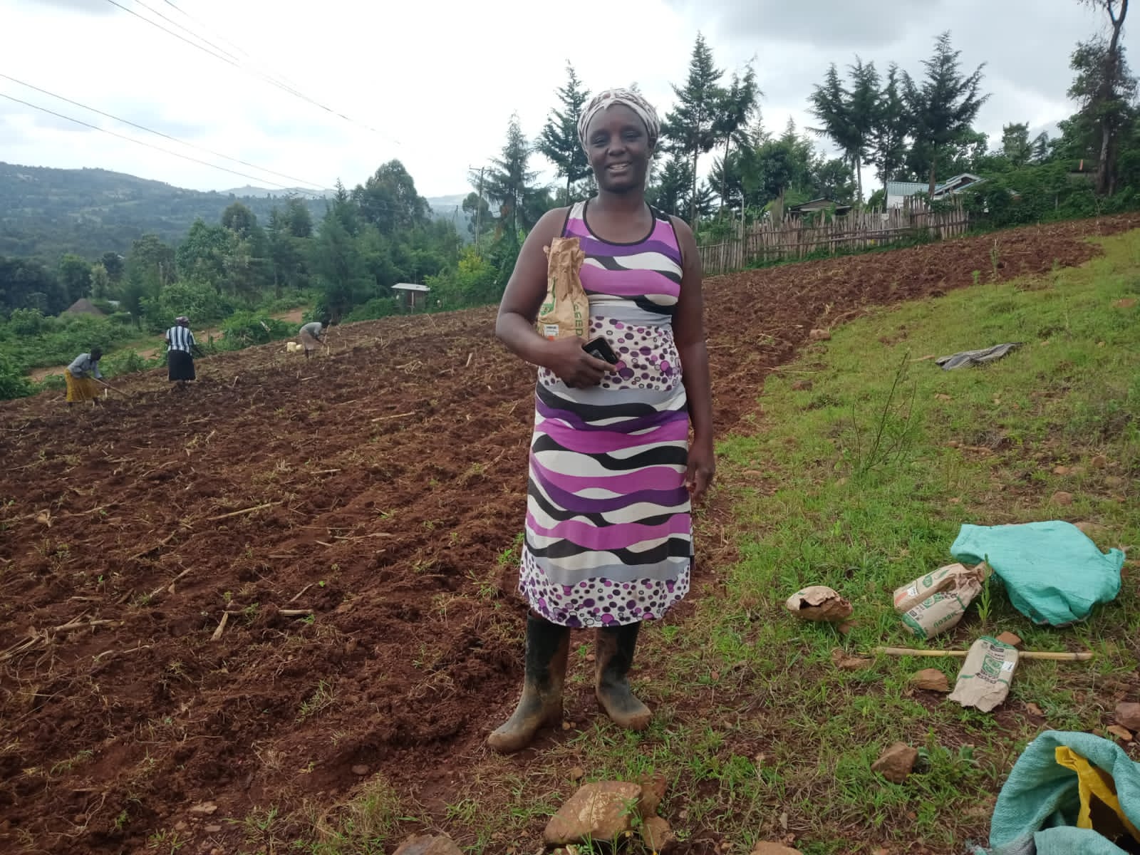 A woman bean farmer in the field in Kenya