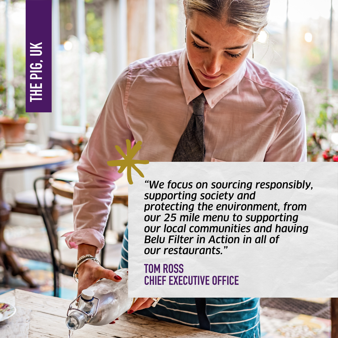 Floor staff from The PIG hotel group with sustainability quote