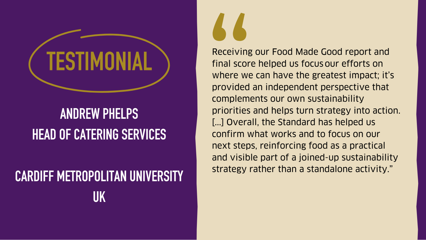 Testimonial graphic from Cardiff Metropolitan University