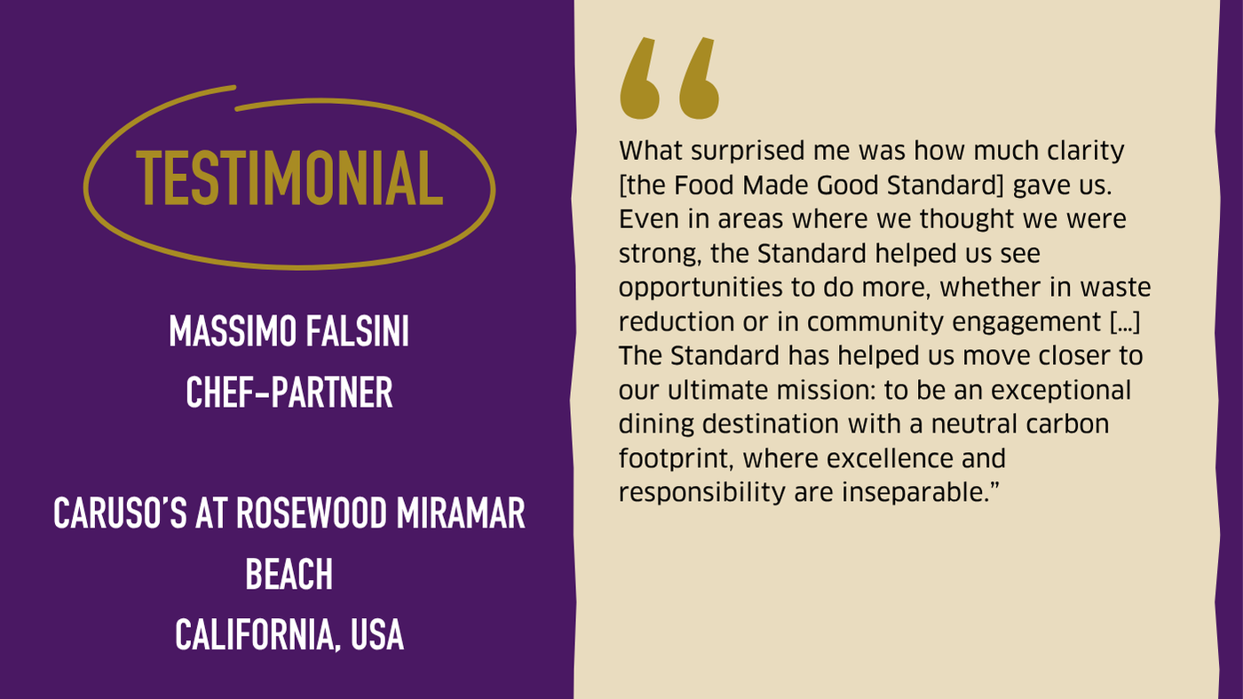 Testimonial graphic from Caruso's At Rosewood Miramar Beach