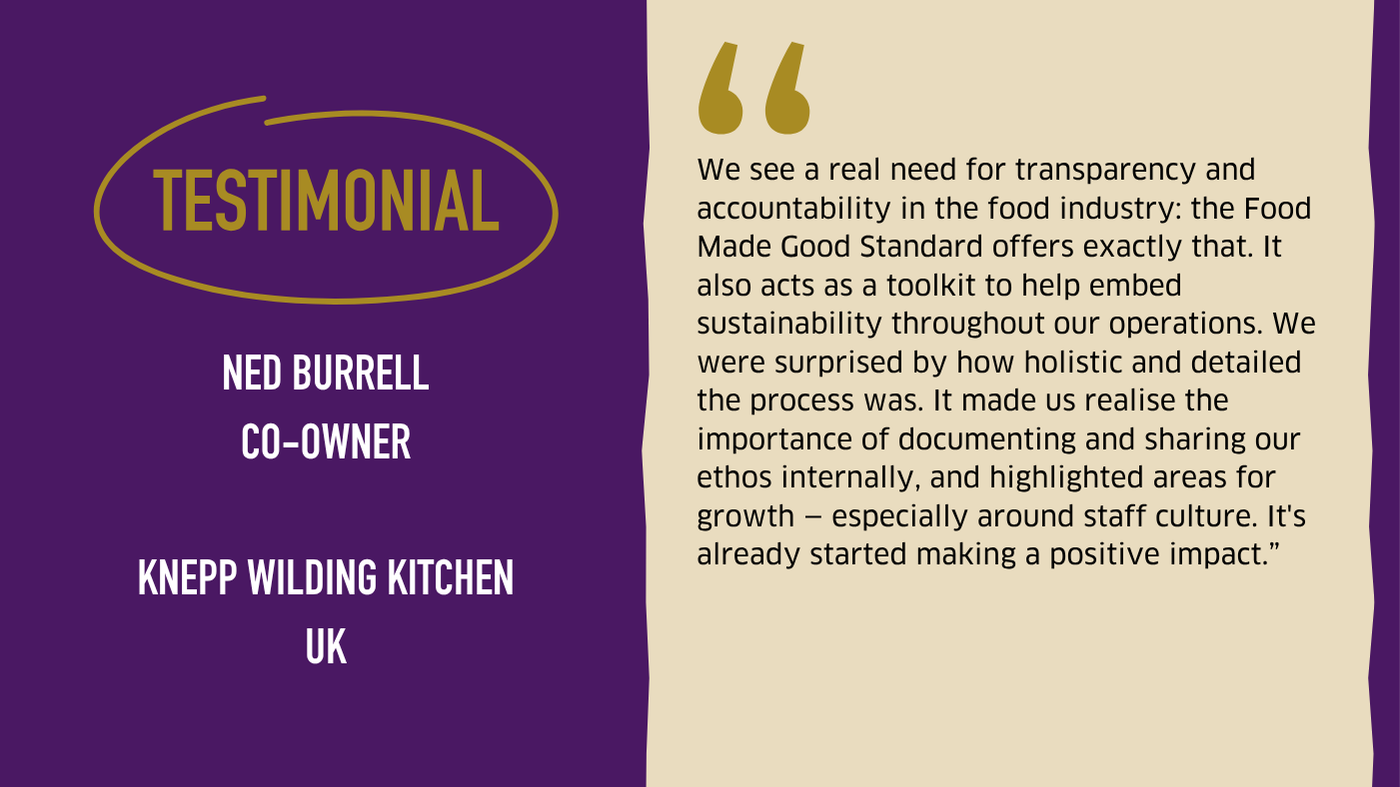 Testimonial graphic from Knepp Wilding Kitchen