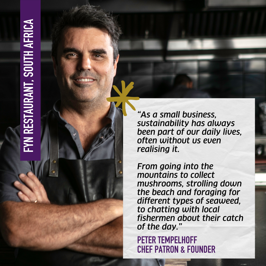 Peter Tempelhoff from FYN restaurant with sustainability quote