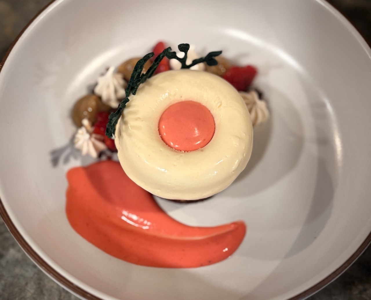 Grey bowl of striking food at Chef's Garden Puerto Rico