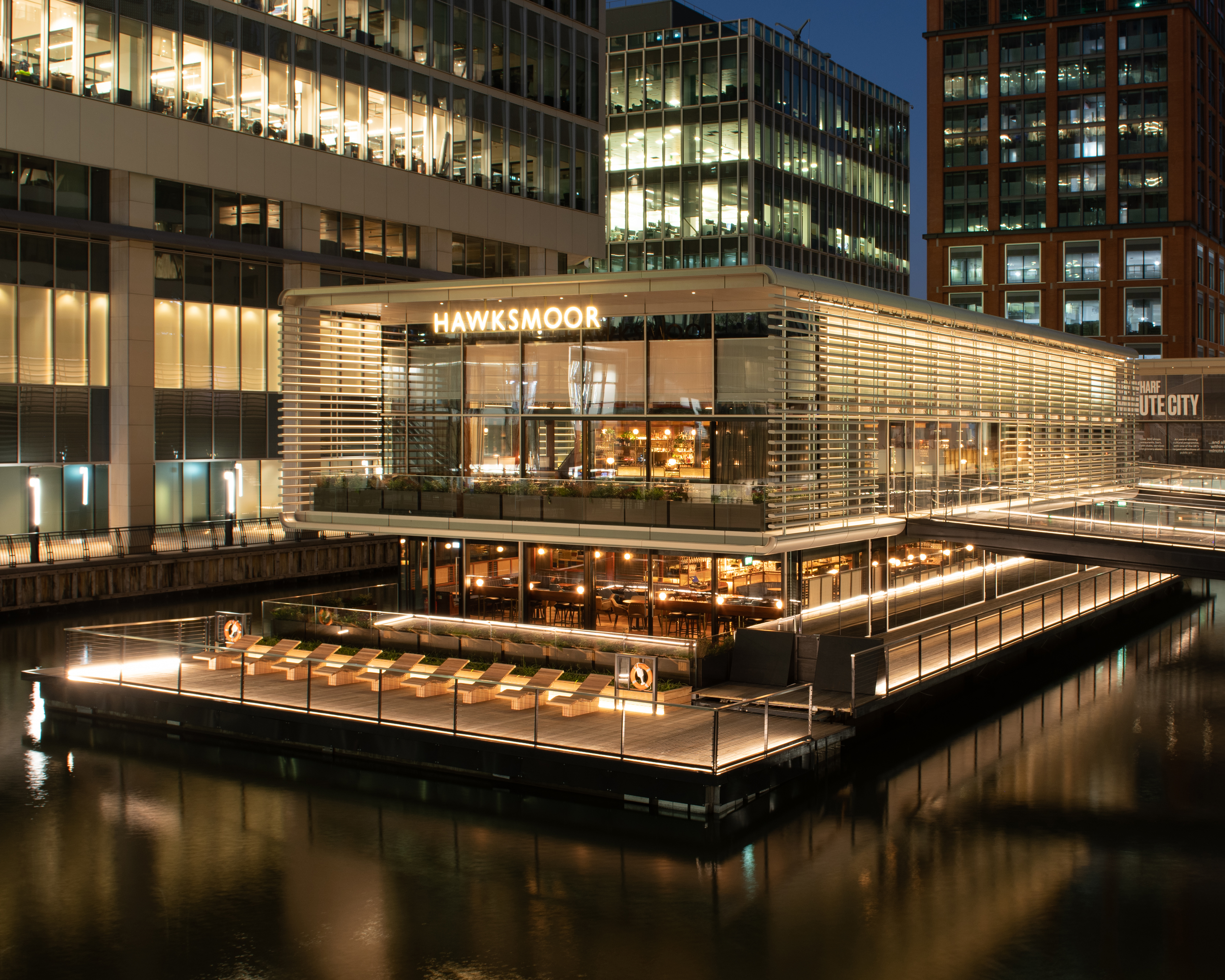 Exterior shot of Hawksmoor Wood Wharf