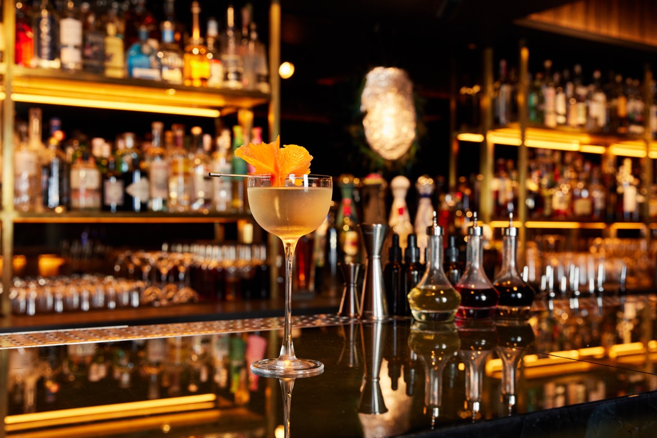 Cocktail in a stemmed glass at Viajante87