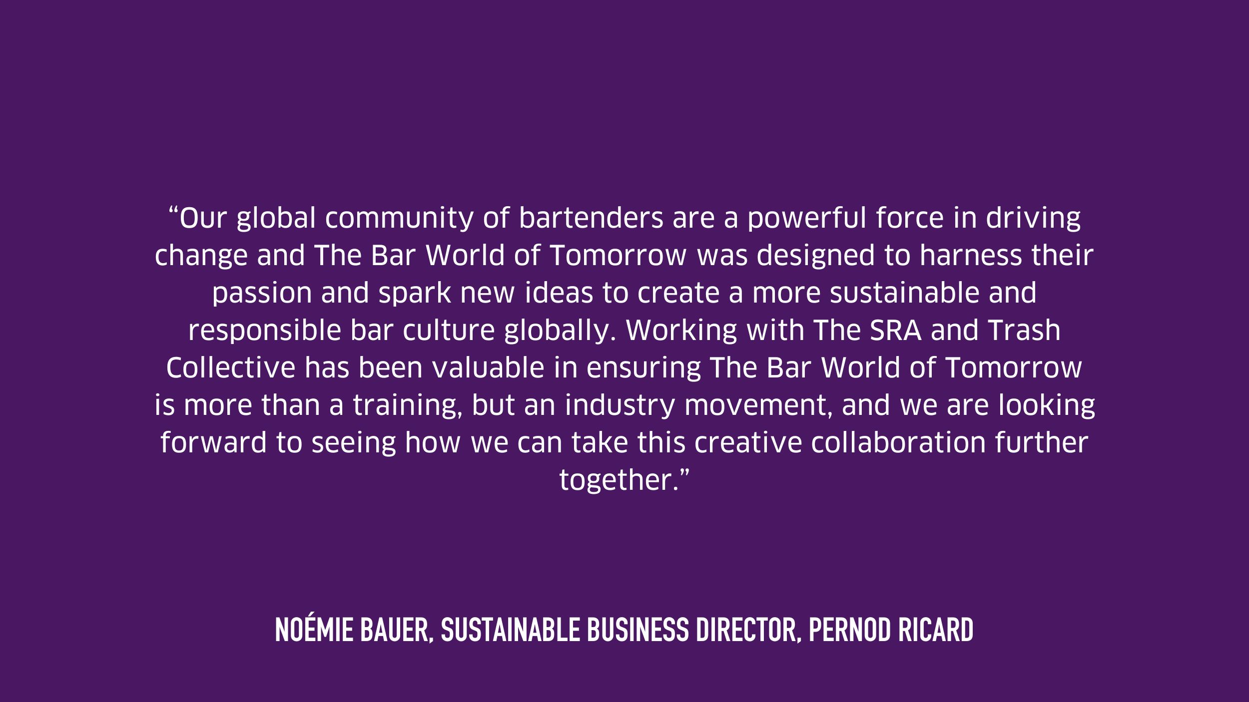 Written testimonial from Pernod Ricard, white text on purple background