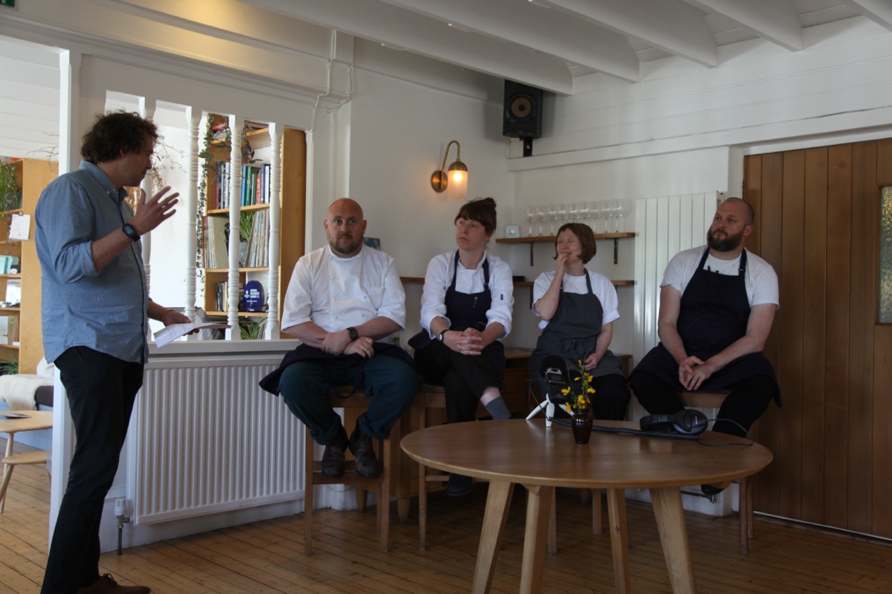 Will Browning moderating a panel with Chefs James Ferguson, Rosie Healey, Pam Brunton and Lloyd Morse