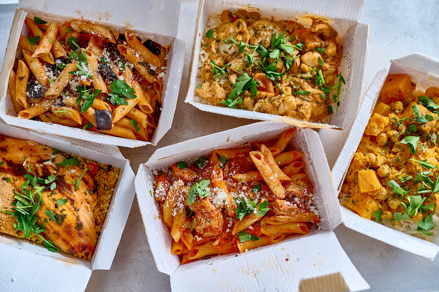 Overhead shot of a selection of Eden Caterers food items