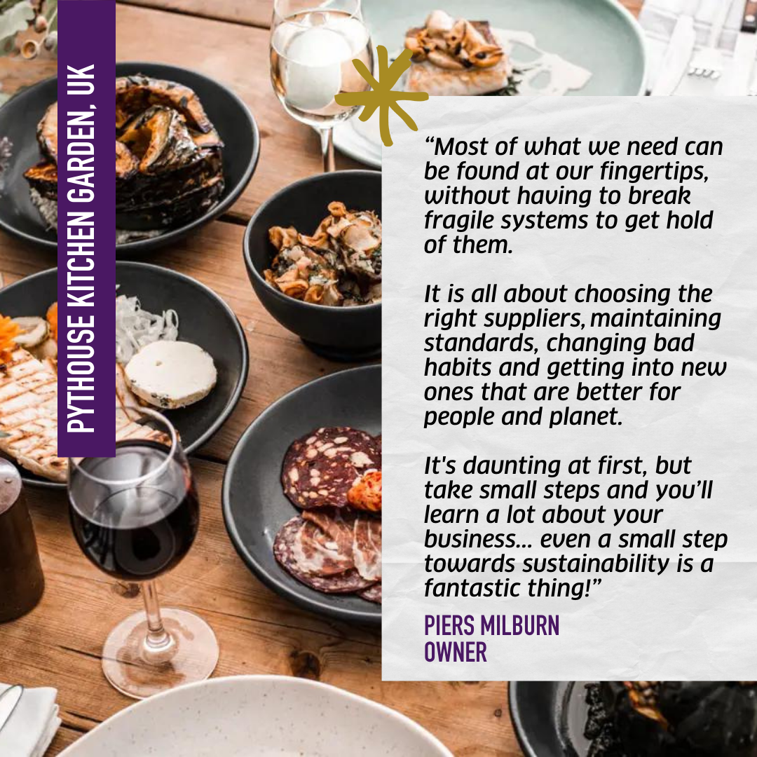 Food from Pythouse Kitchen Garden with sustainability quote