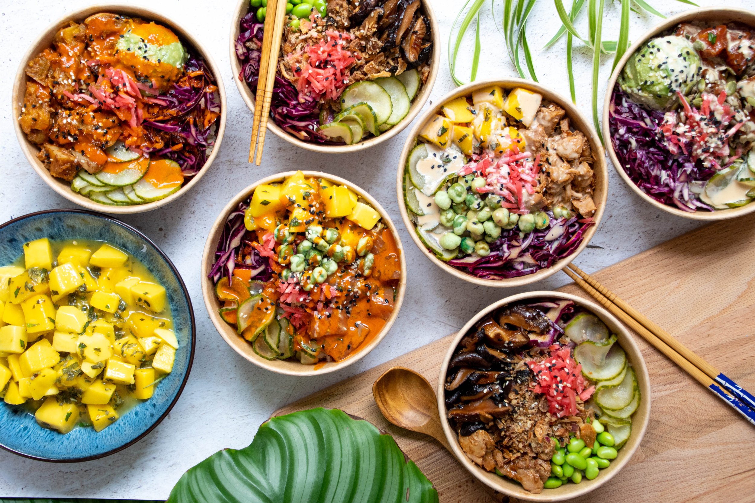 Overhead shot of food from Loki Poke, Winner of British Street Food Awards 2024