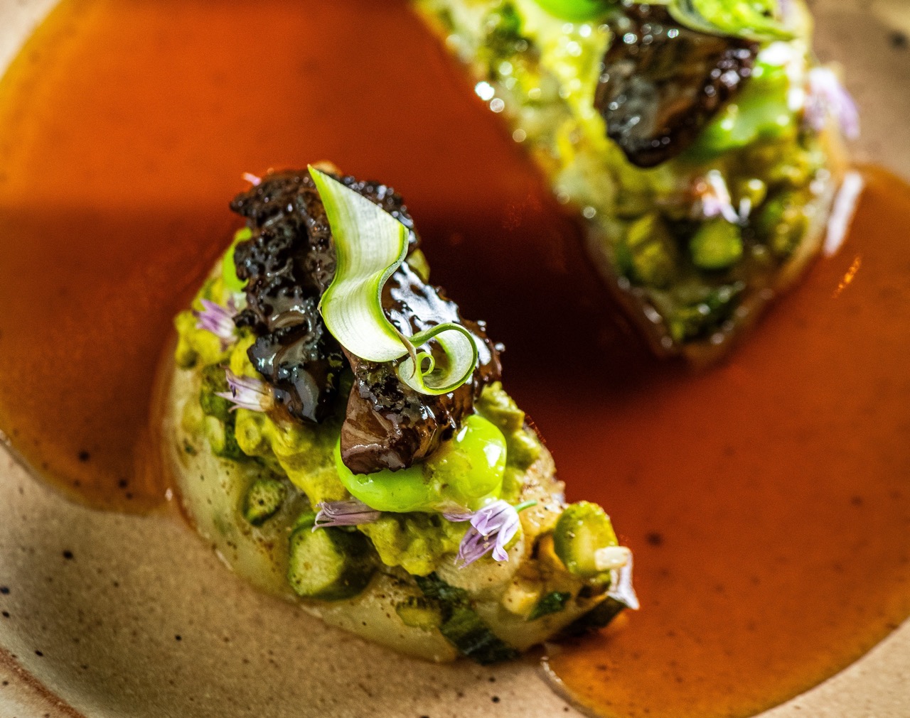 Close up of beautiful dish at Oyster Oyster, Washington DC