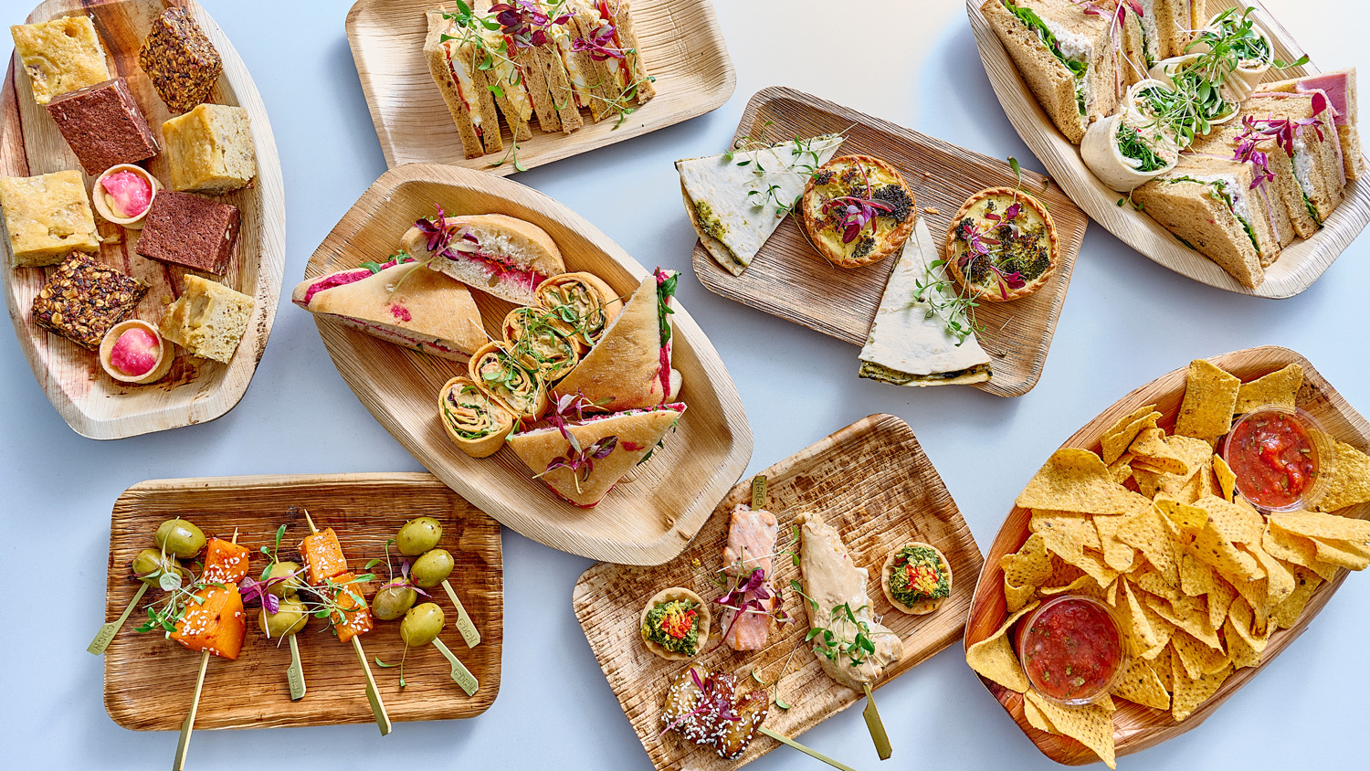 Overhead shot of a selection of Eden Caterers food items
