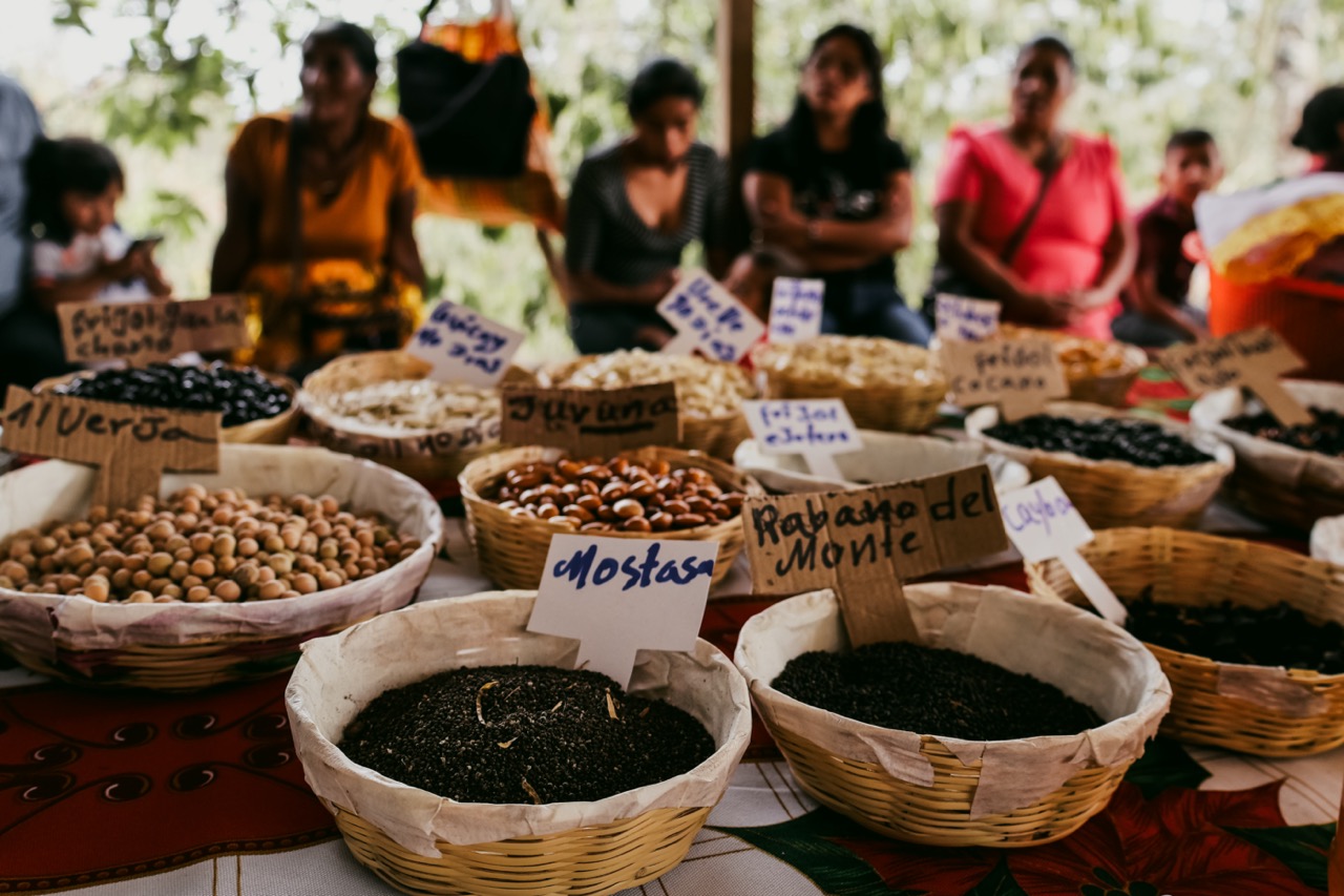 Baskets of native food in Guatemala