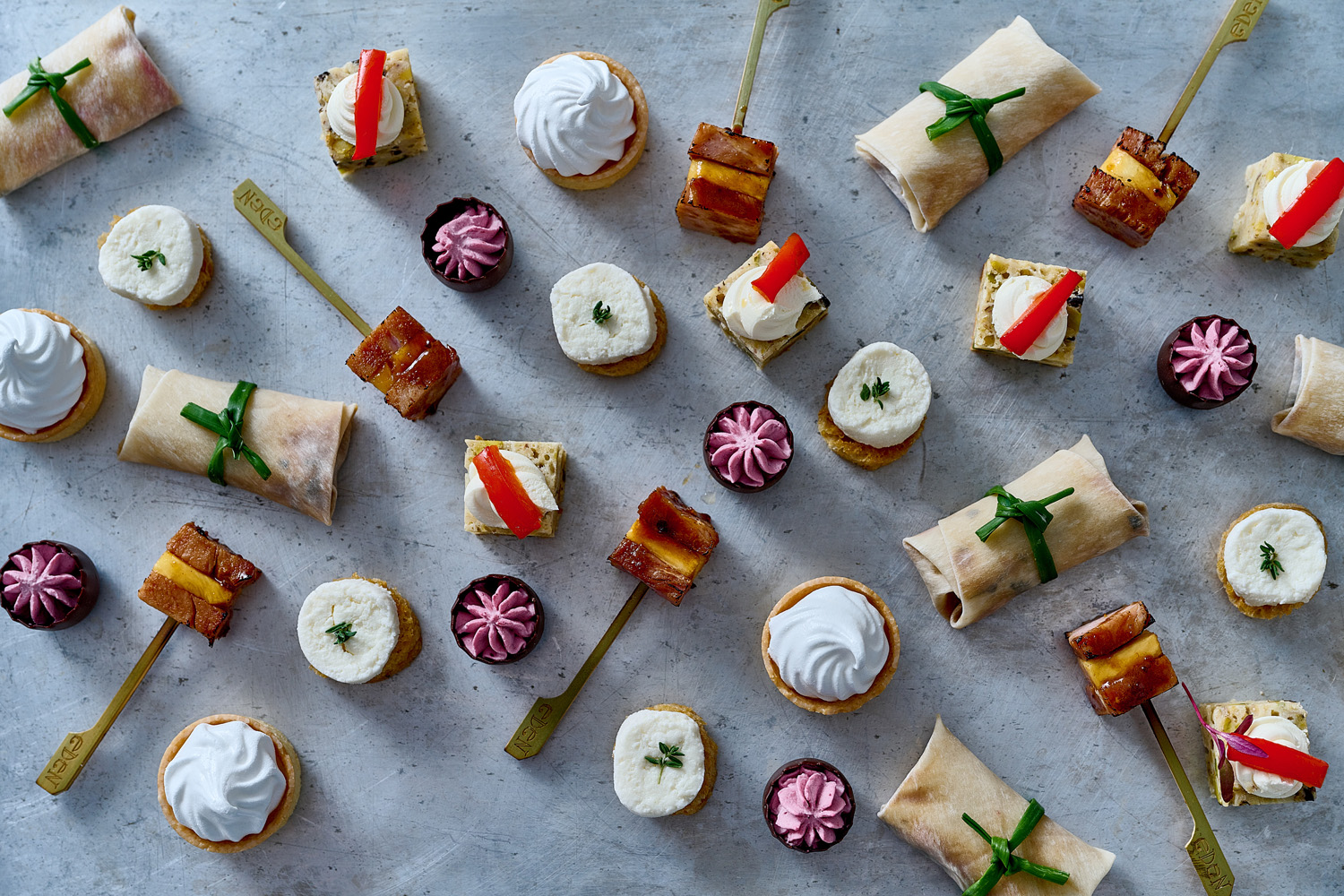 Overhead shot of a selection of Eden Caterers food items