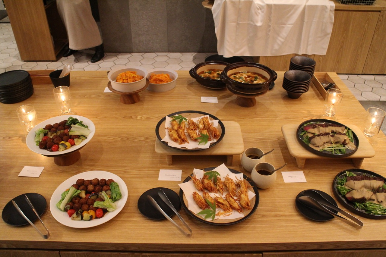 A table of food at KIGI restaurant, Tokyo