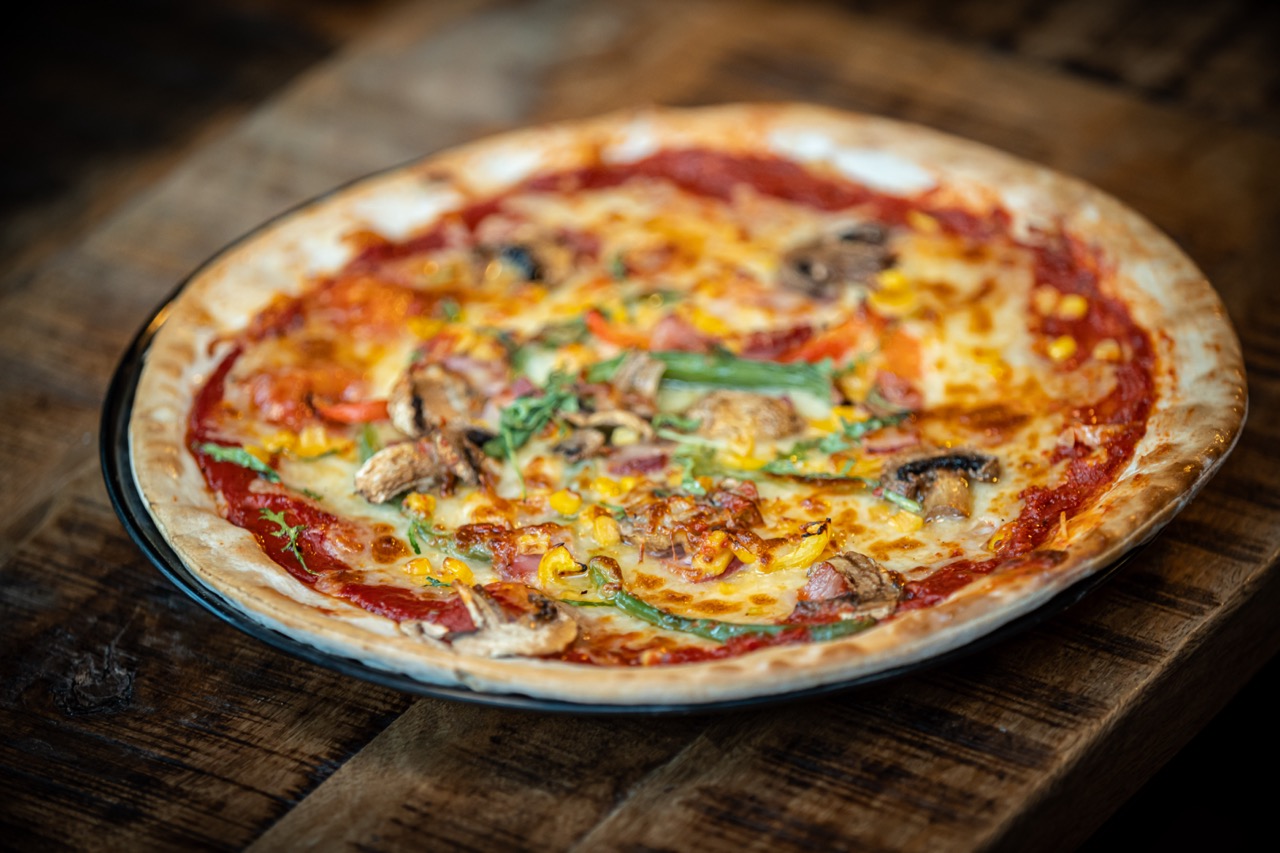Thin crust pizza at University Of Edinburgh