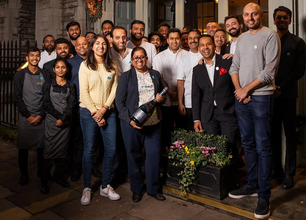 Sunaina Sethi with the team at Trishna outside the restaurant