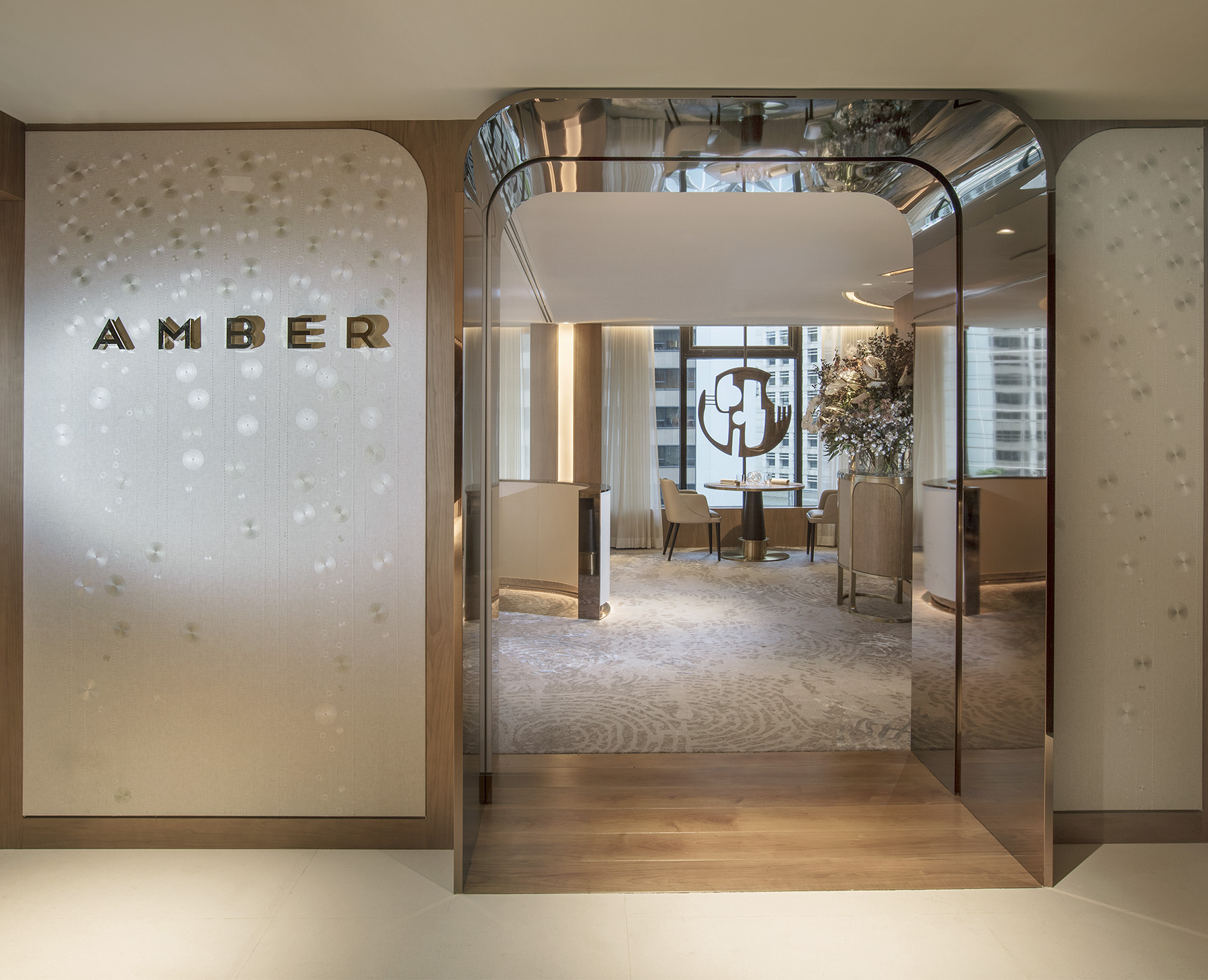 The entrance to Amber restaurant at The Mandarin Oriental, Hong Kong